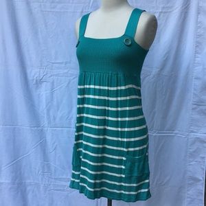 Knitted Aqua Striped Tank Dress